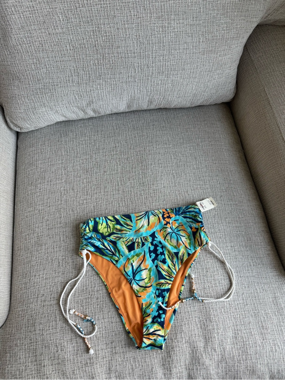 aerie Tropical Teal & Orange High-Waist Bikini Bottoms